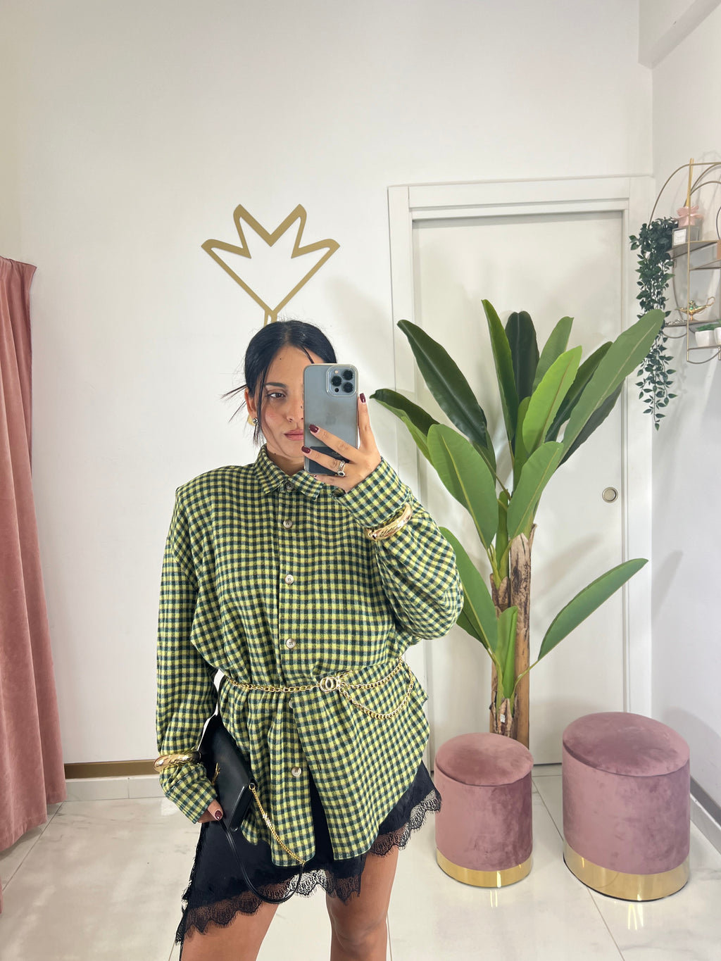 Camicione quadro verde